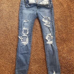 American Eagle Outfitters Ripped Blue Skinny Jeans